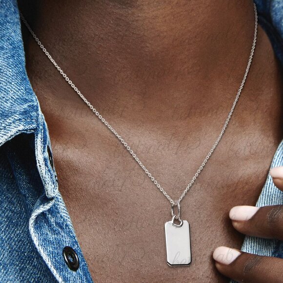 Pandora Engravable Rectangle Tag Pendant - Picture 5 of 6